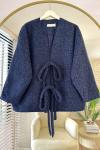 Önü Bağcıklı Kaşmir Ceket Lacivert