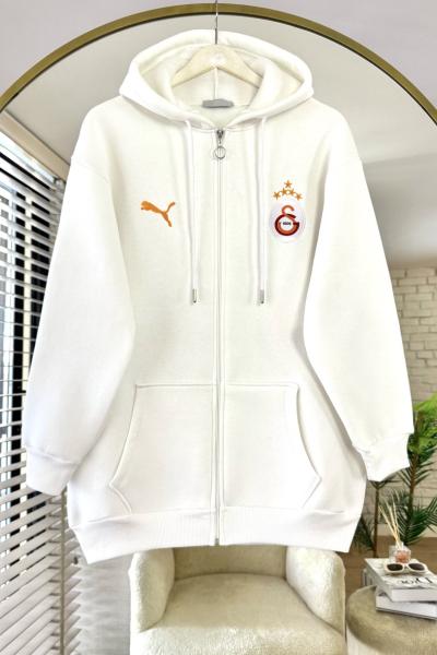 Taraftar GS Fermuarlı Hırka Beyaz