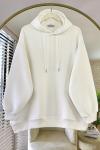Kapüşonlu Oversize Sweatshirt Beyaz