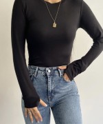 Parmak Geçmeli Body Siyah