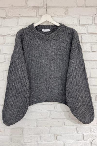 Selanik Örgü Yumoş Kazak Antrasit