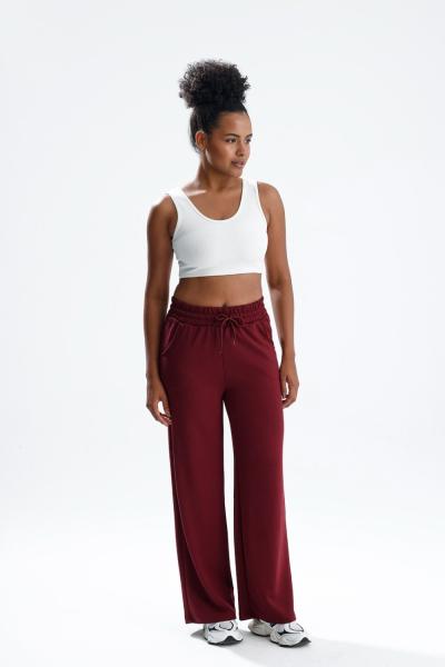 Bol Paça Likralı Eşofman Altı Bordo