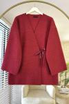 Bağlamalı Buklet Ceket Kırmızı