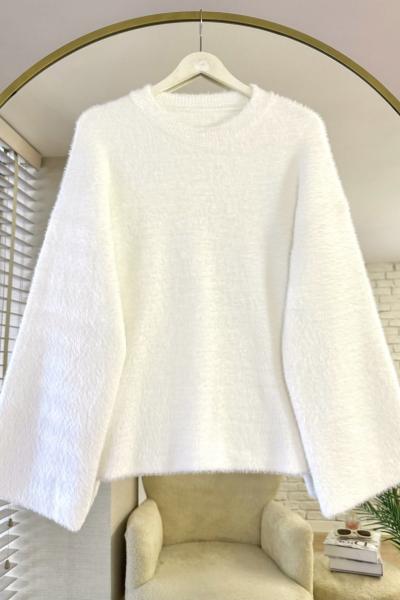 Oversize Yumoş Kazak Beyaz