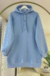 Patı Çıt Çıtlı Kapüşonlu Sweathirt Bebe Mavisi