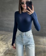 Parmak Geçmeli Body Lacivert