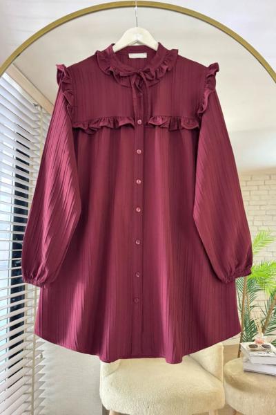 Fırfırlı Tunik Bordo