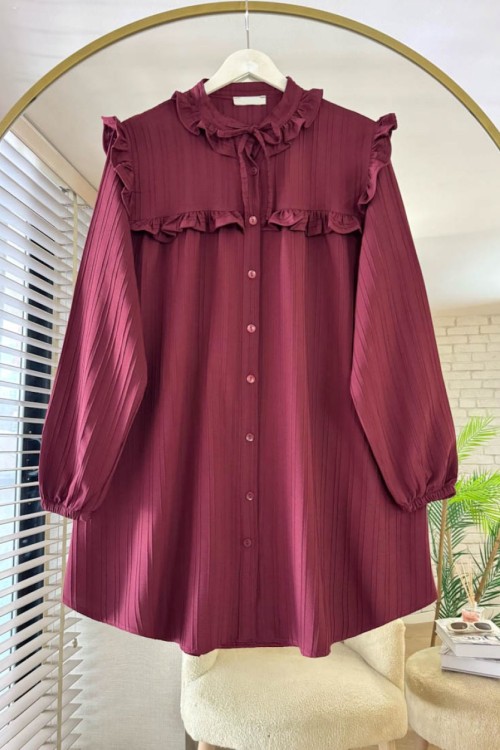 Fırfırlı Tunik Bordo