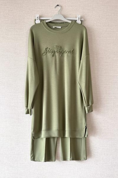 Gofre Baskılı Takım Yeşil