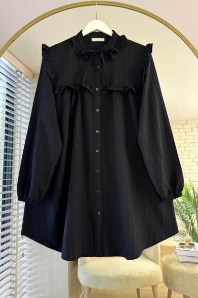 Fırfırlı Tunik Siyah