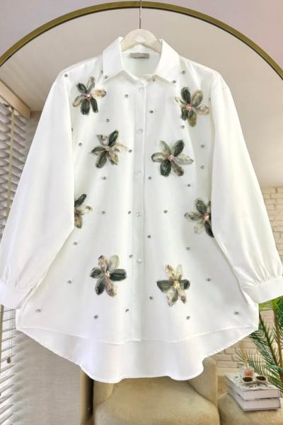 Flower Oversize Gömlek Yeşil