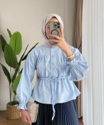 Beli Tünelli Kısa Gömlek Bebe Mavisi