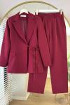 Yandan Bağlamalı Ceketli Takım Bordo