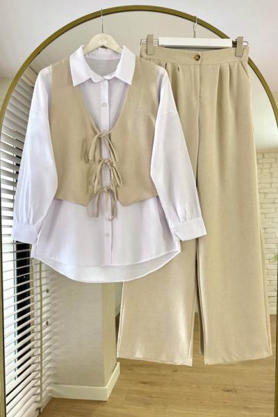 Rope Üçlü Takım Krem