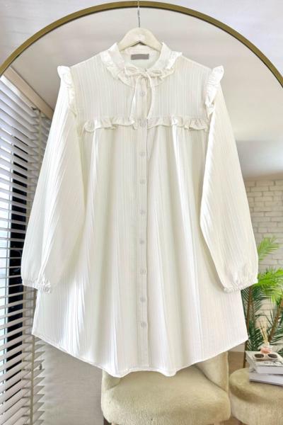 Fırfırlı Tunik Ekru
