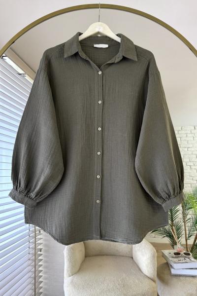 Oversize Müslin Gömlek Haki