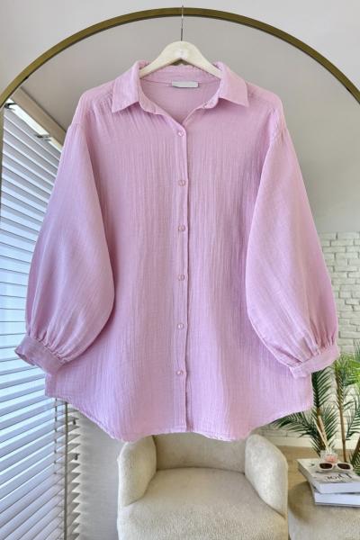 Oversize Müslin Gömlek Pembe