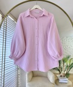 Oversize Müslin Gömlek Pembe