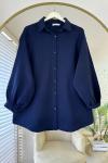 Oversize Müslin Gömlek Lacivert