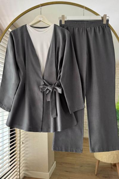 Pensli Keten Takım Füme