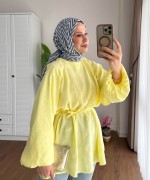 Balon Kol Modal Tunik Sarı
