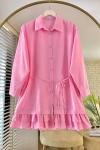 Eteği Fırfırlı Tunik Pembe
