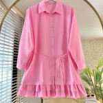 Eteği Fırfırlı Tunik Pembe