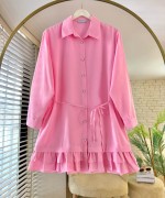 Eteği Fırfırlı Tunik Pembe