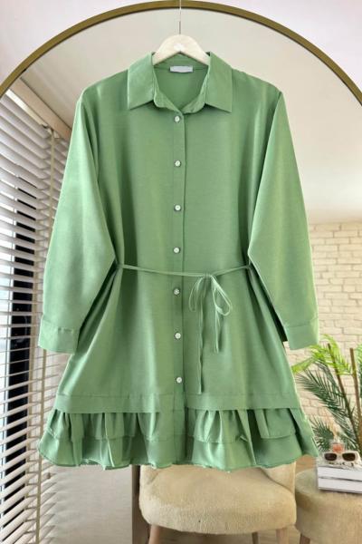 Eteği Fırfırlı Tunik Yeşil