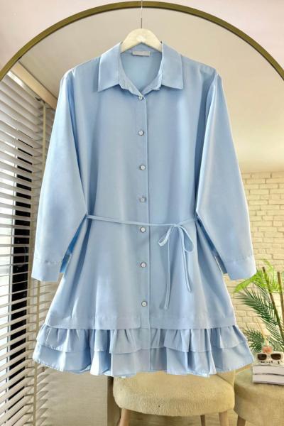 Eteği Fırfırlı Tunik Bebe Mavisi