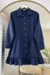 Eteği Fırfırlı Tunik Lacivert