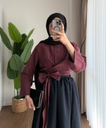 Kuşaklı Tasarım Gömlek Bordo