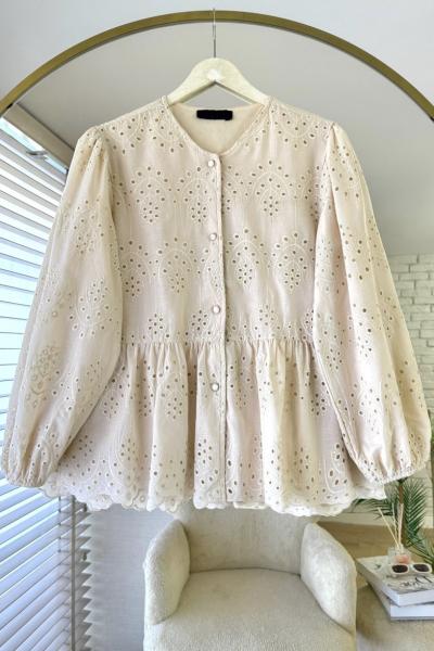 Robalı Brode Gömlek Bej