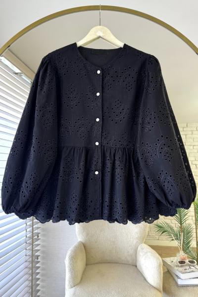 Robalı Brode Gömlek Siyah