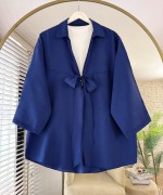 Önü Bağlamalı Kimono Lacivert
