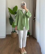 Önü Bağlamalı Kimono Yeşil