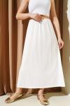 Beli Lastikli Jüpon İçlik Etek Beyaz