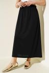 Beli Lastikli Jüpon İçlik Etek Siyah