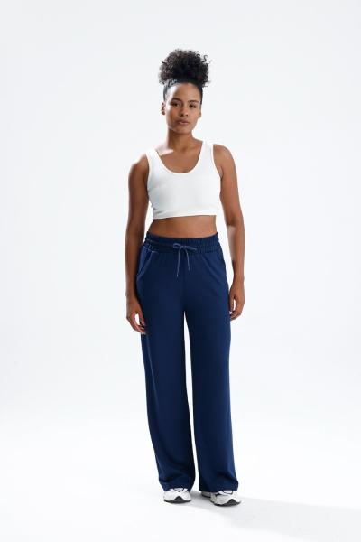 Bol Paça Likralı Eşofman Altı Lacivert