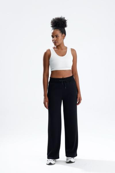 Bol Paça Likralı Eşofman Altı Siyah