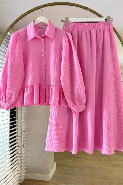 Begonya Etekli Takım Pembe