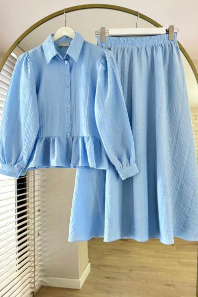 Begonya Etekli Takım Mavi