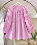 Çiçek İşlemeli Tunik Pembe
