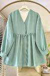 Lori Bağlamalı Ceket Mint Yeşili
