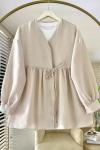 Lori Bağlamalı Ceket Açık Bej