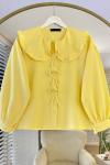 Marul Yaka Fiyonklu Kısa Gömlek Sarı