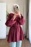 Balon Kol Modal Tunik Bordo