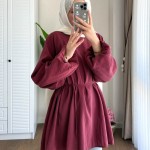 Balon Kol Modal Tunik Bordo