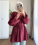 Balon Kol Modal Tunik Bordo