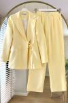 Yandan Bağlamalı Ceketli Takım Sarı